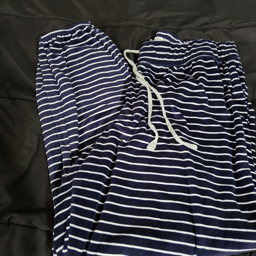 Navy and White Striped Lounge Pants